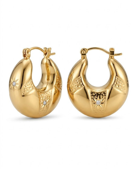 Golden Galaxy Huggie Hoops