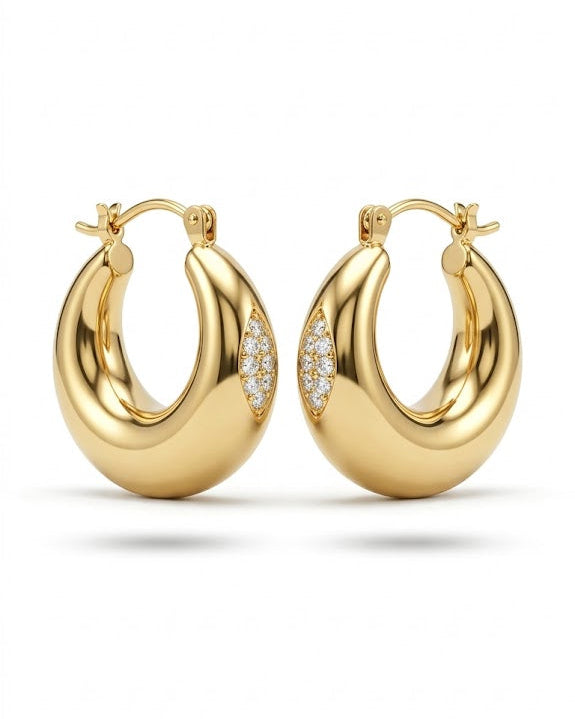 Glow Leaf Gold Chubby Hoops
