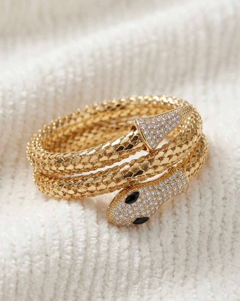 Golden Python Pave Wrap Bracelet