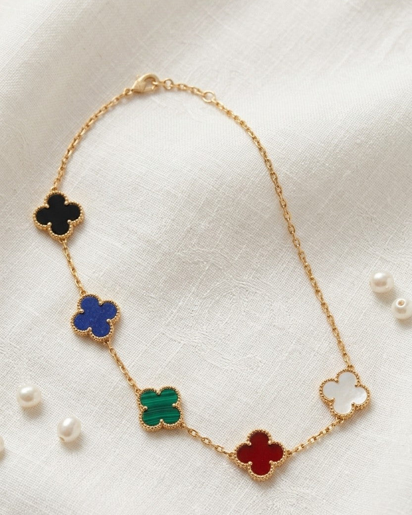 Multi-Gemstone Lucky Clover Chain