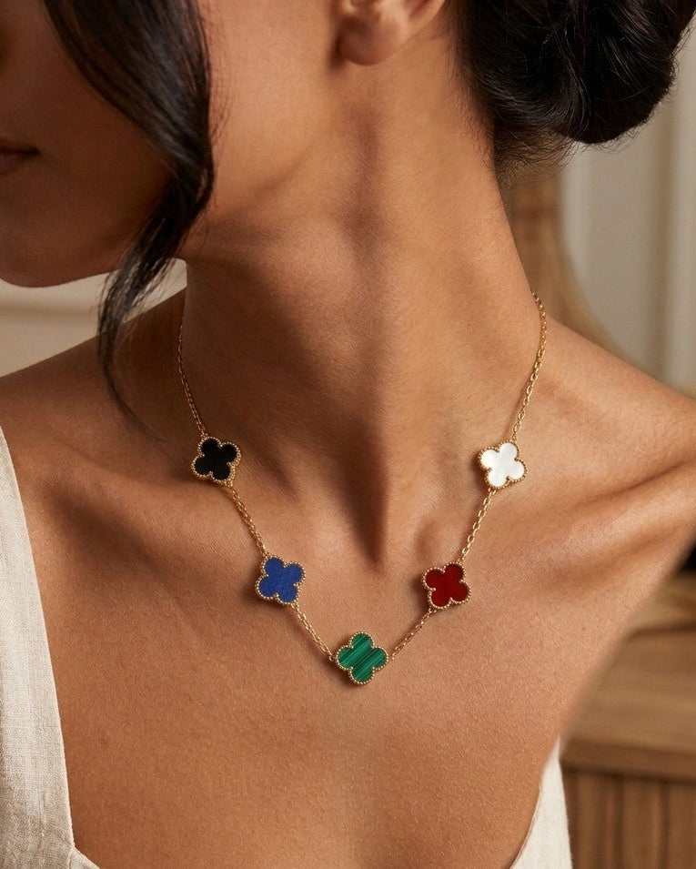Multi-Gemstone Lucky Clover Chain