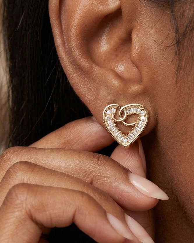 Golden Heart Luxe Stud Earrings