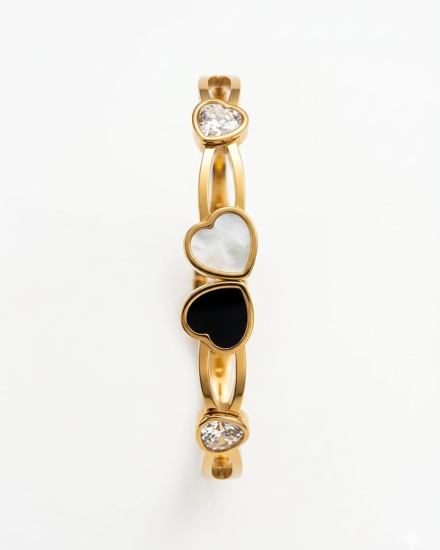 Golden Harmony Heart Bangle