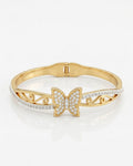 White Inlay Clover Bangle
