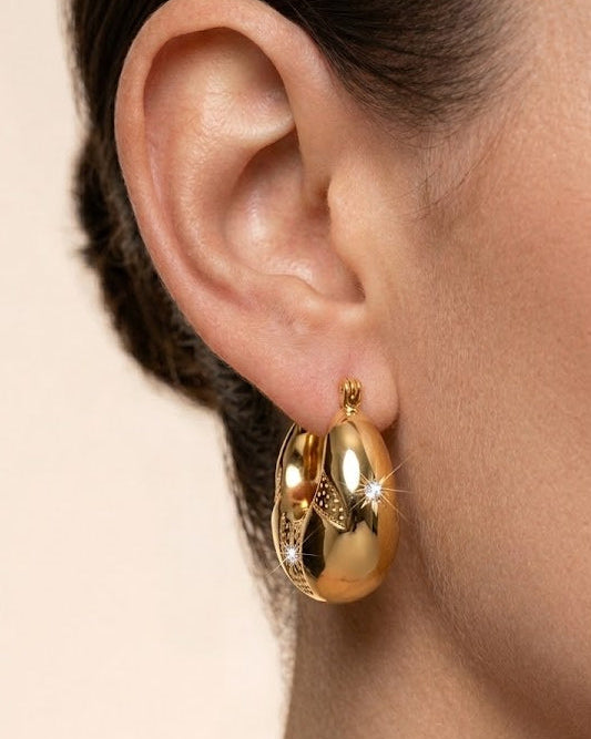 Glow Leaf Gold Chubby Hoops